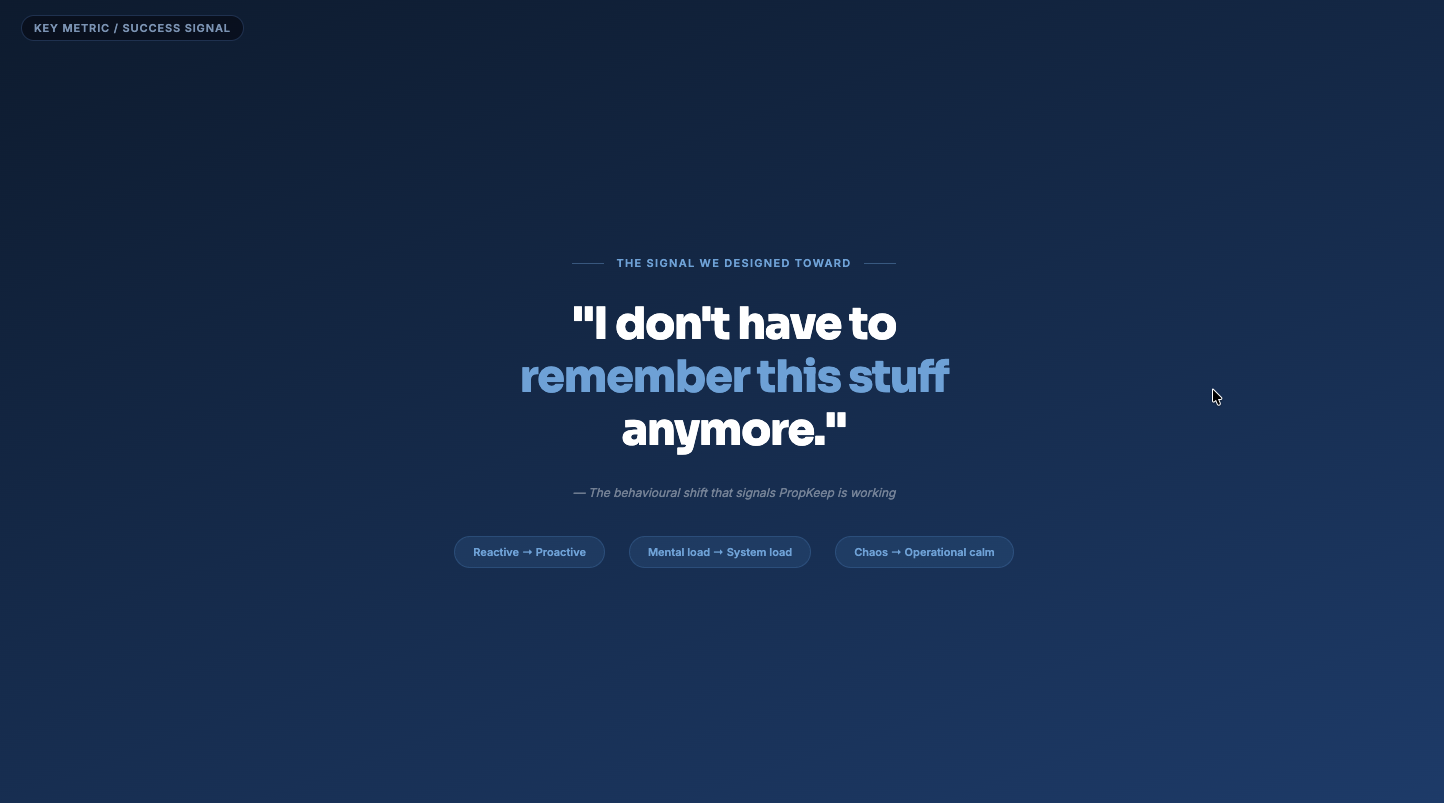 Key metric and success signal